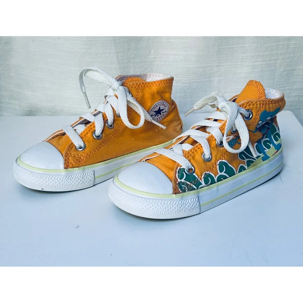 Converse Chuck Taylor All Star Toddler Orange Custom Monster Surf High Top Shoes